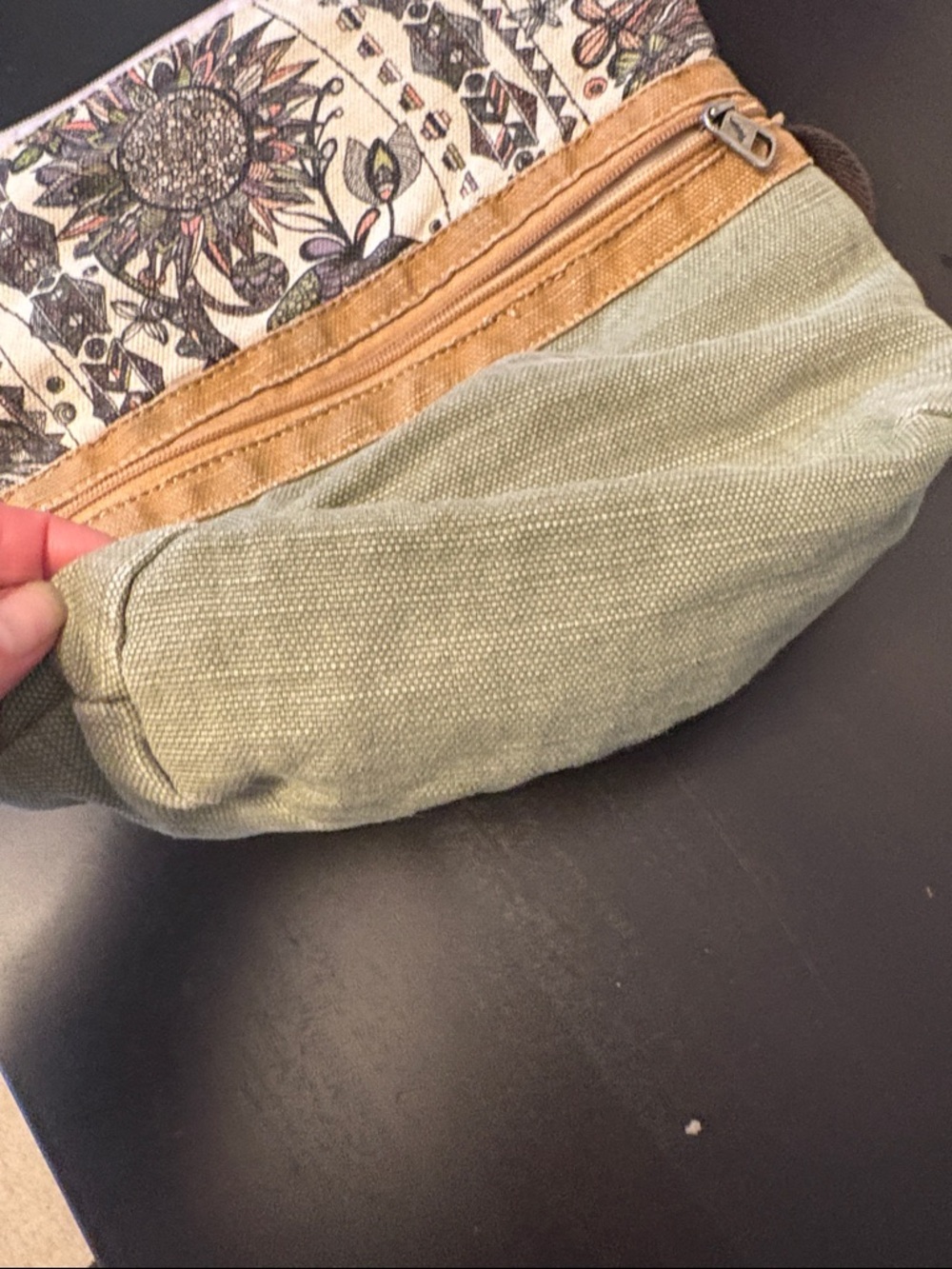 Sakroots Floral Print Crossbody in Olive, Tan & Brown - Picture 8 of 9